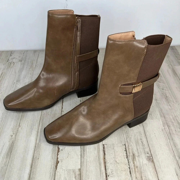 Journee Collection Women's Aubrie Booties Green Brown Size 11 Square Toe - Picture 5 of 11